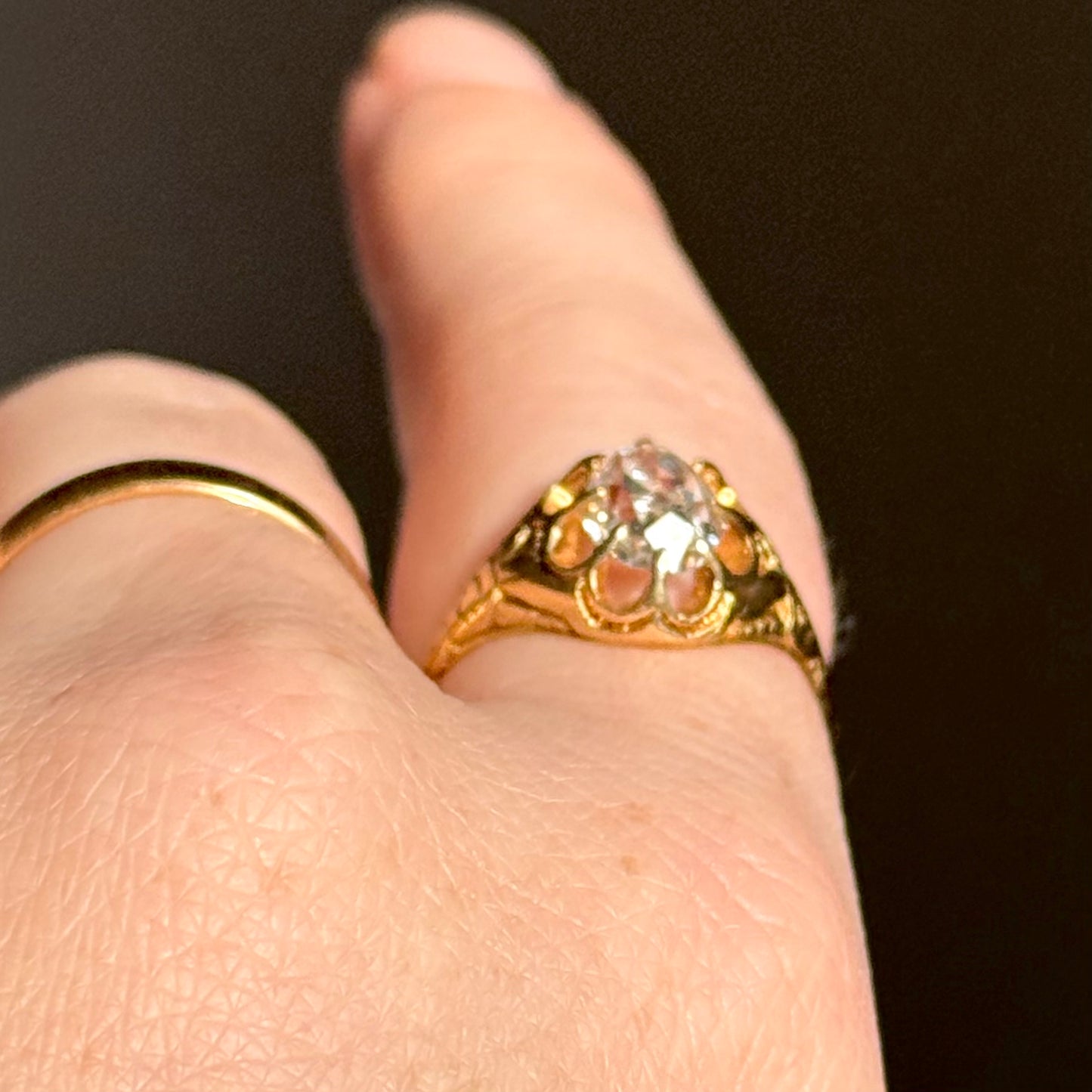 Antique Old Cut Diamond Ring in 15 Carat Gold; Circa 1870