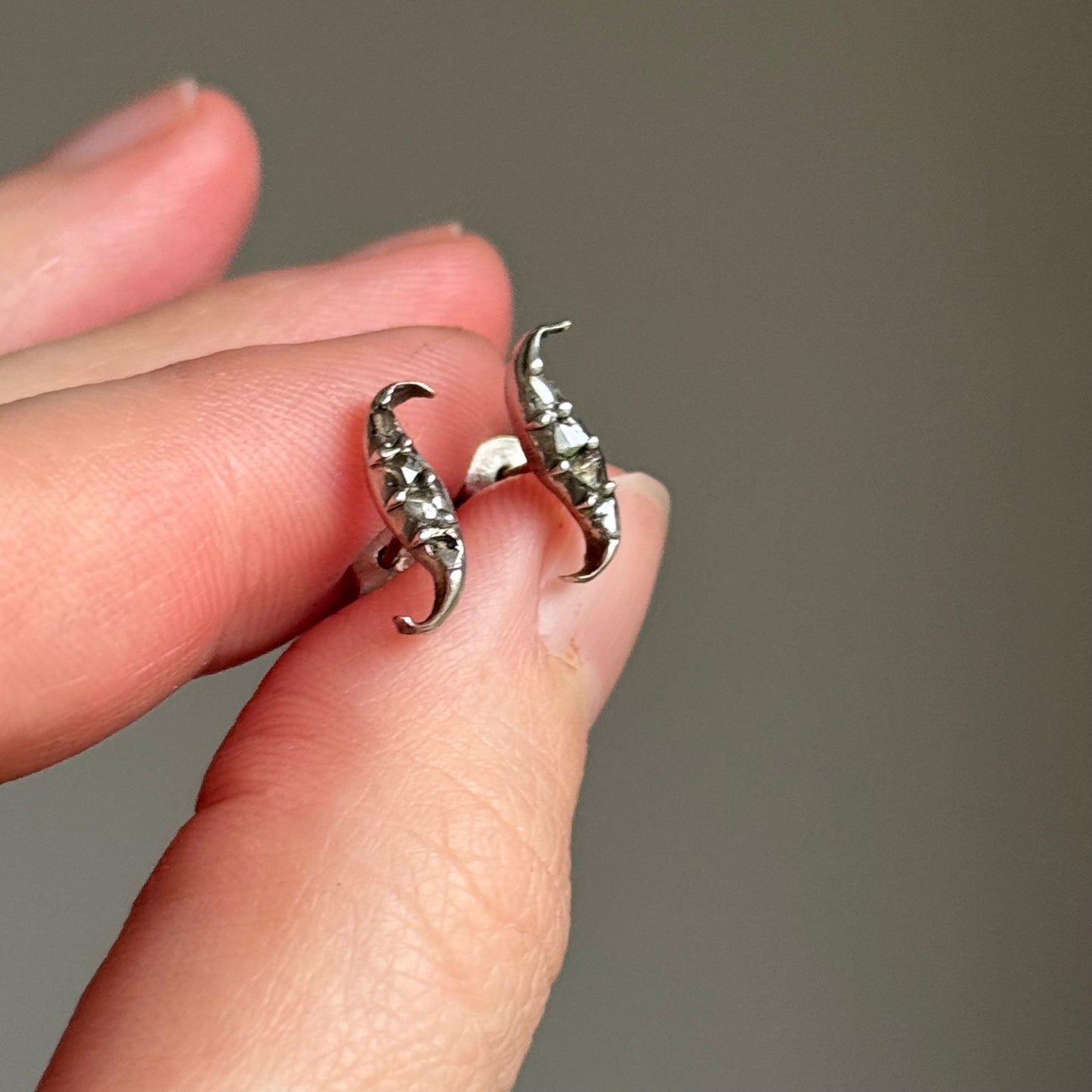 Antique Diamond Earrings in Silver