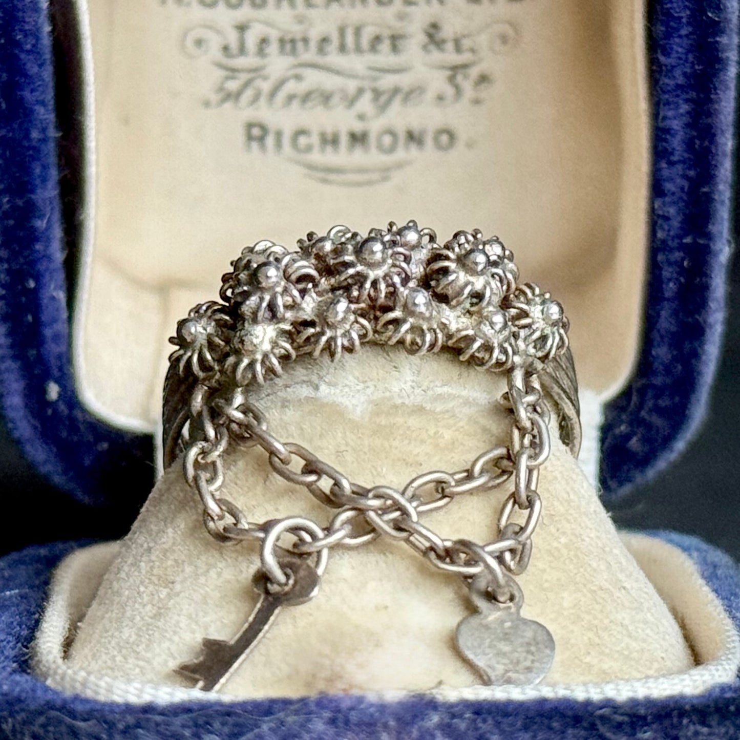 Antique Victorian Italian Cannetille Ring in Silver