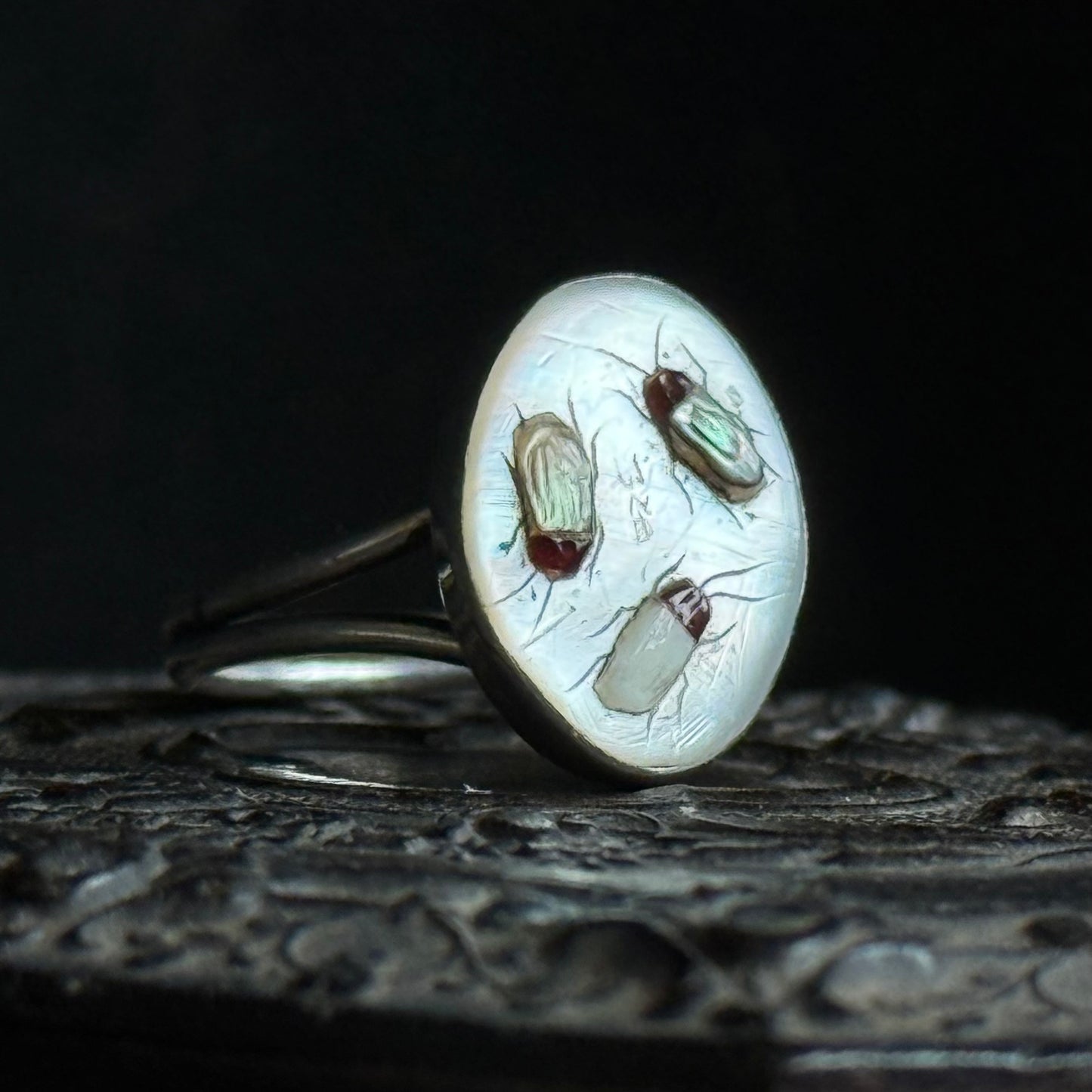 Vintage Shibayama Ring in Sterling Silver