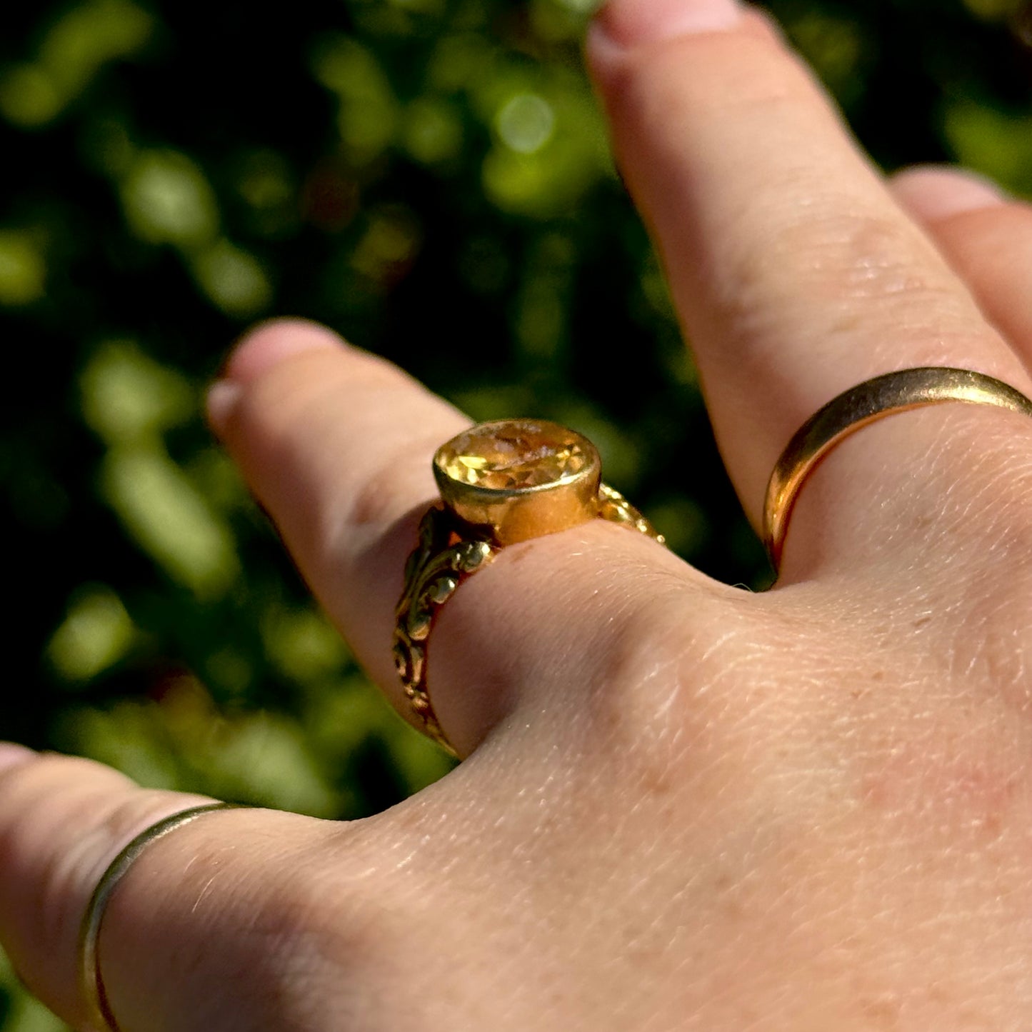 Sublime Citrine Intaglio Peacock Ring in 18 Carat Gold