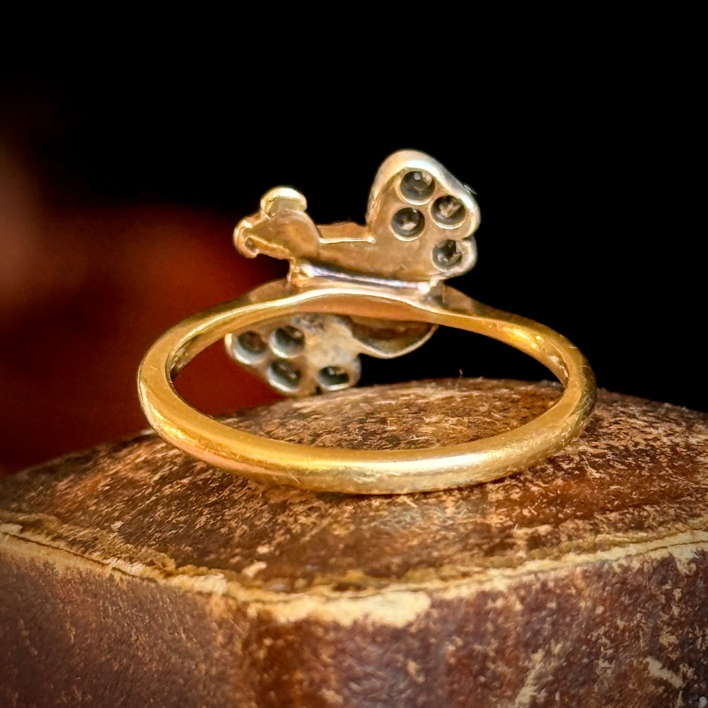 Antique Victorian Diamond Butterfly Ring; Circa 1880