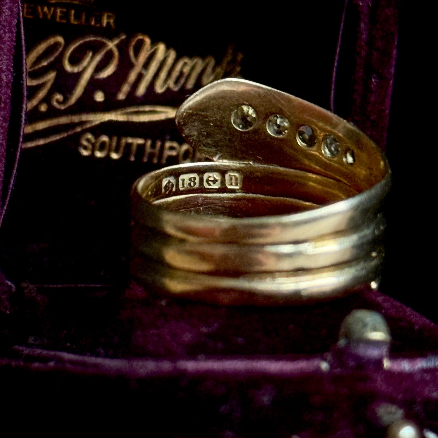 Superb Antique Diamond Snake Ring in 18 Carat Gold; Circa 1912