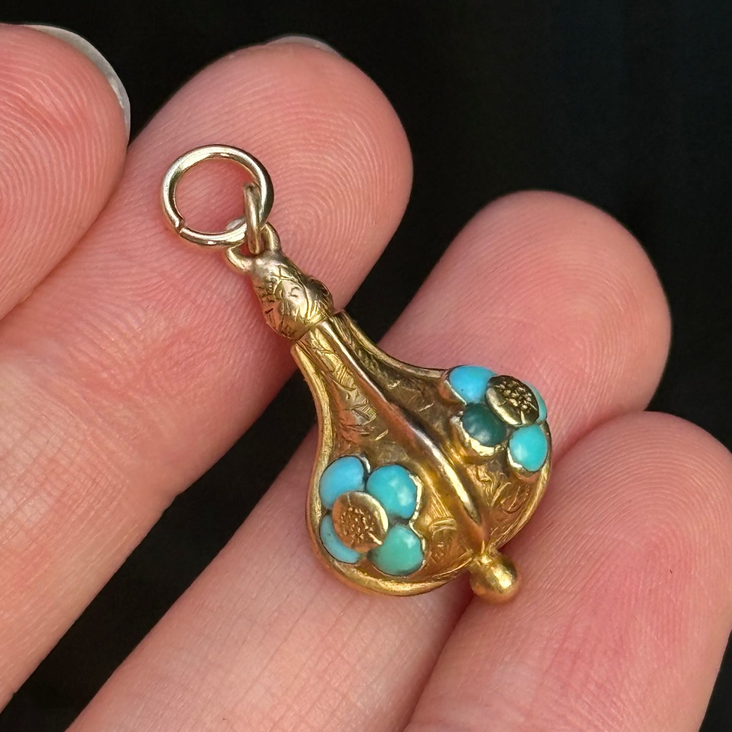 Antique Victorian Forget Me Not Locket Pendant; Circa 1860