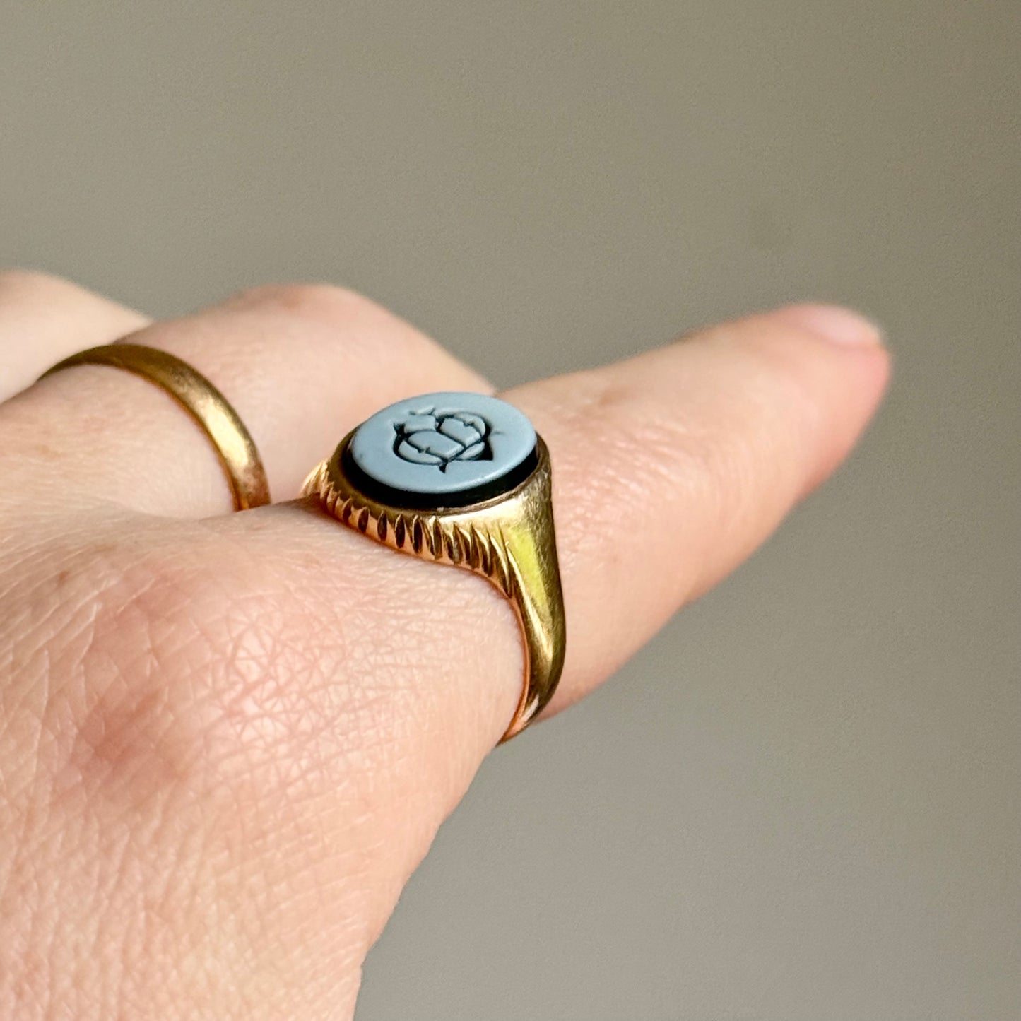 Antique Victorian Monogram Signet Ring in 18 Carat Gold; Circa 1890