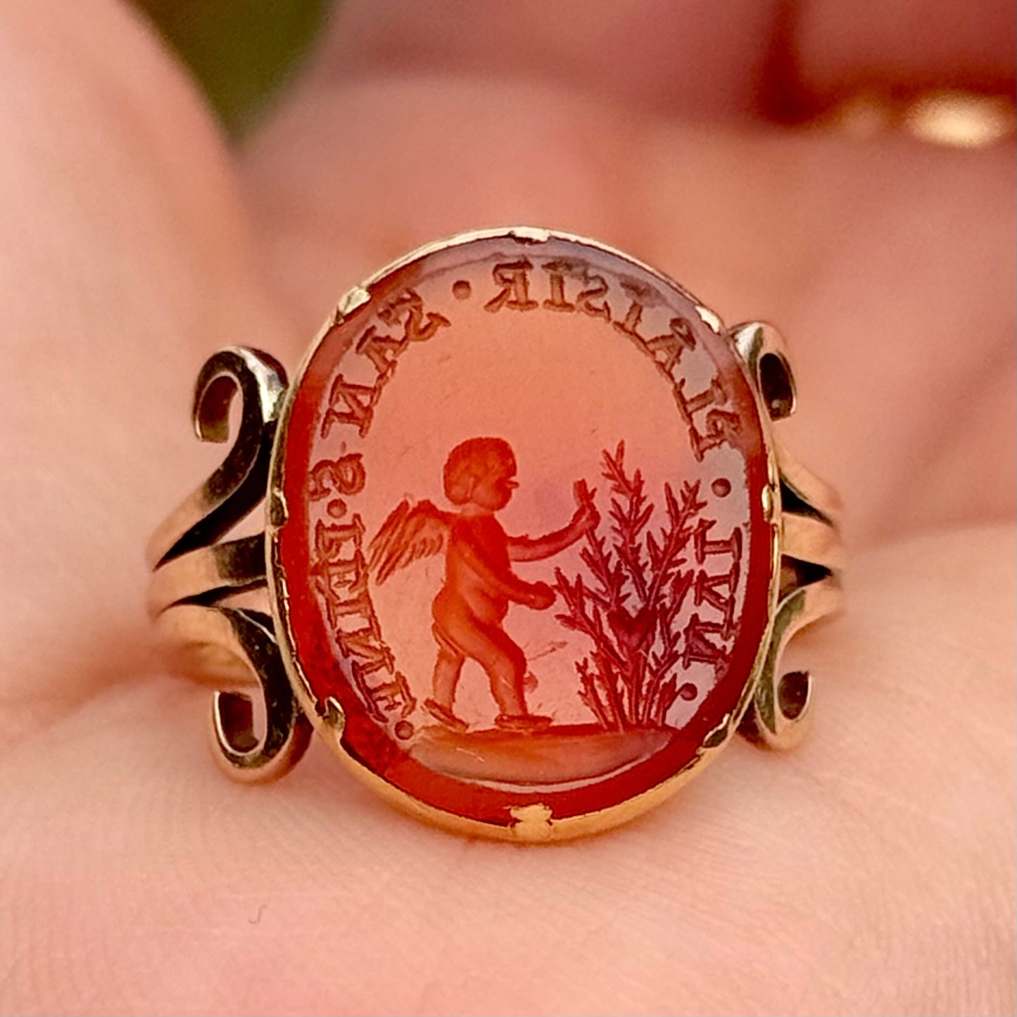 Antique Georgian Cherub Intaglio Ring