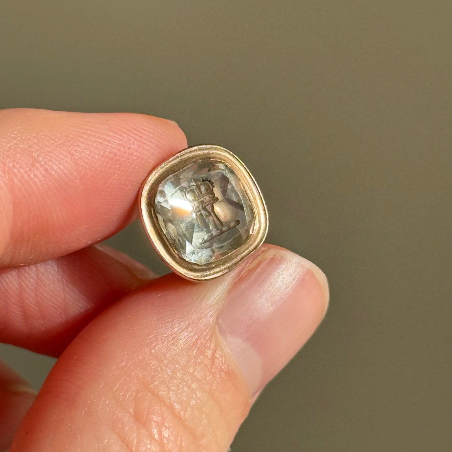 Antique Quartz Intaglio Fob in 9 Carat Gold; Circa 1860