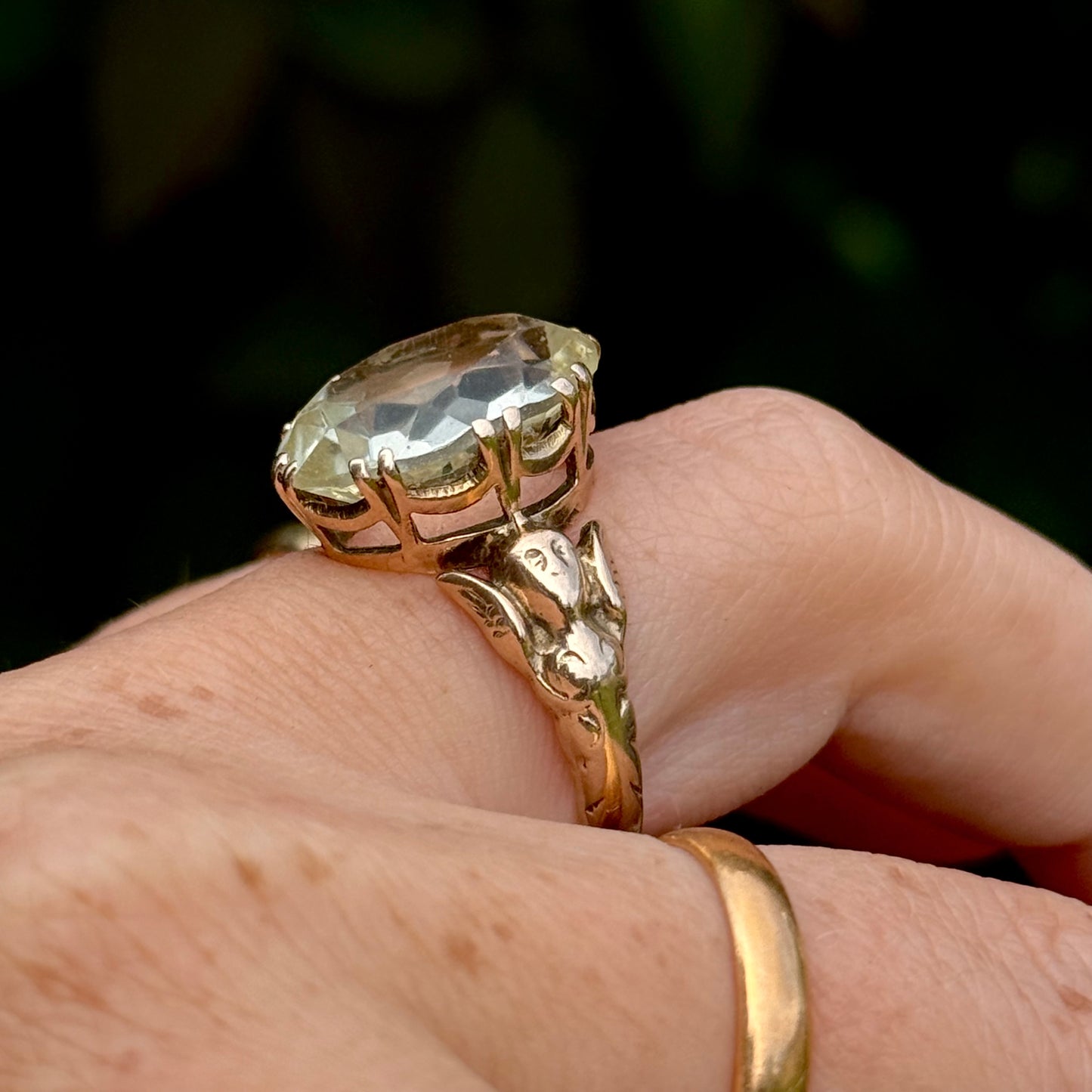 Vintage Citrine Angel Ring in 9 Carat Gold