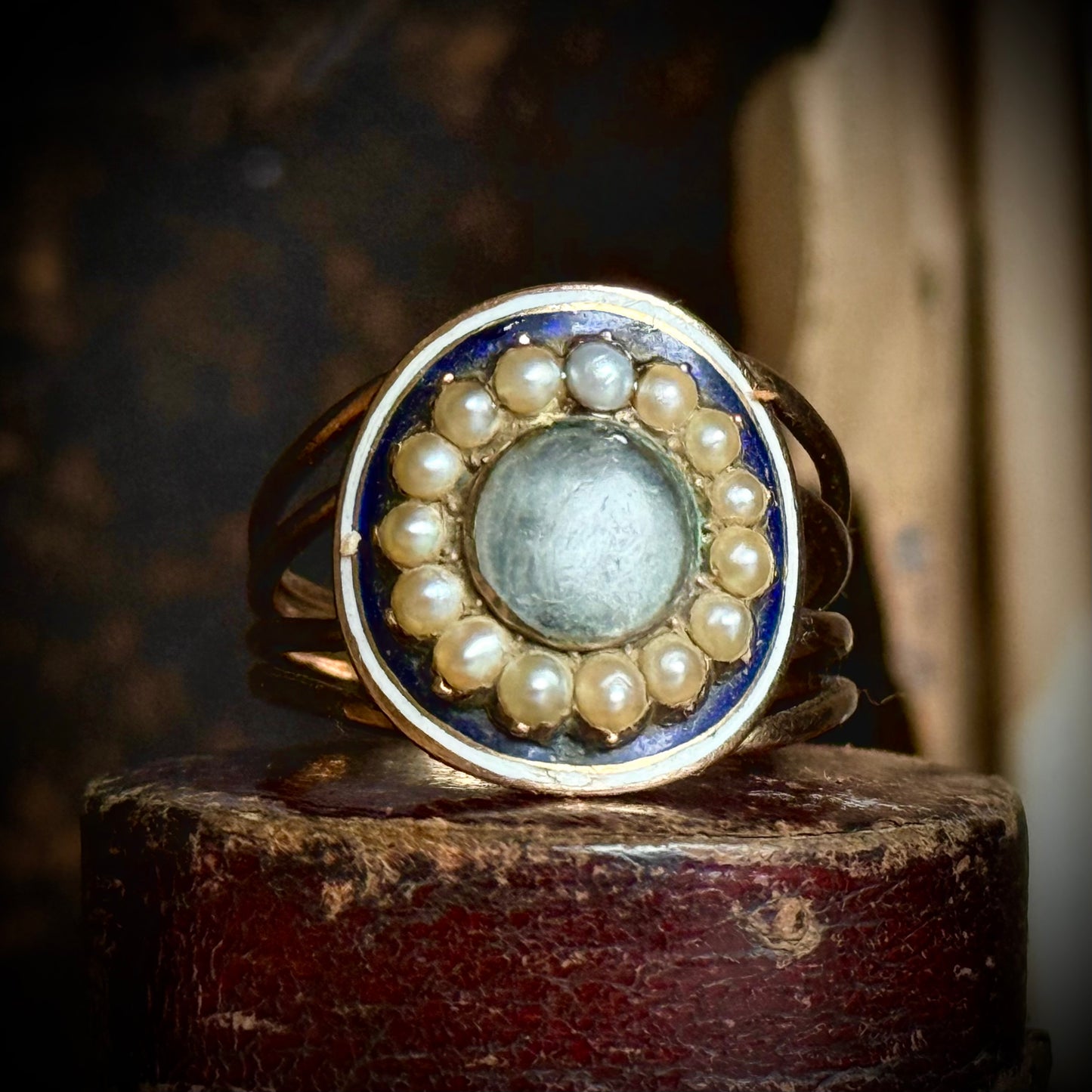 Antique Georgian Enamel Mourning Ring