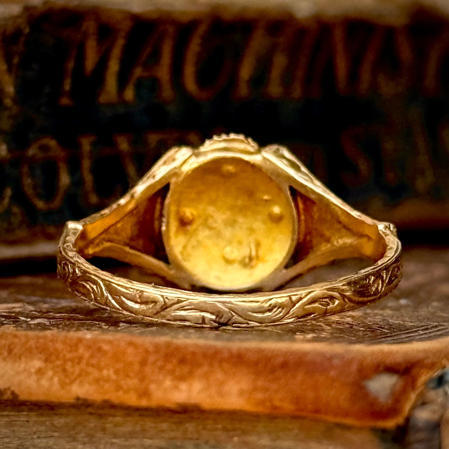 Georgian Emerald & Pearl Floral Ring in 18 Carat Gold
