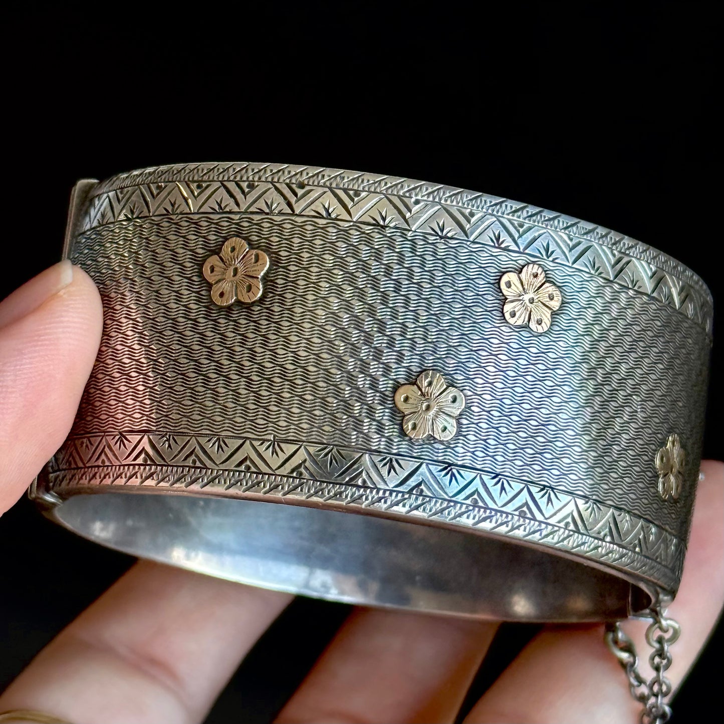 Victorian Forget Me Not Bangle; Circa 1873