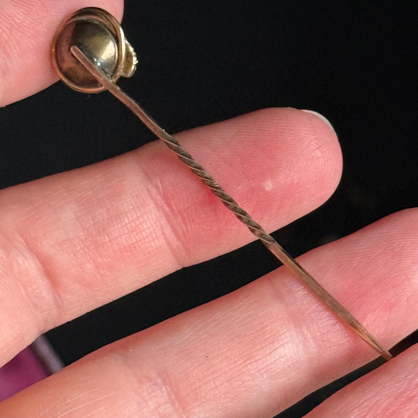 Boxed Antique Victorian Snake Garnet Pin; Circa 1860