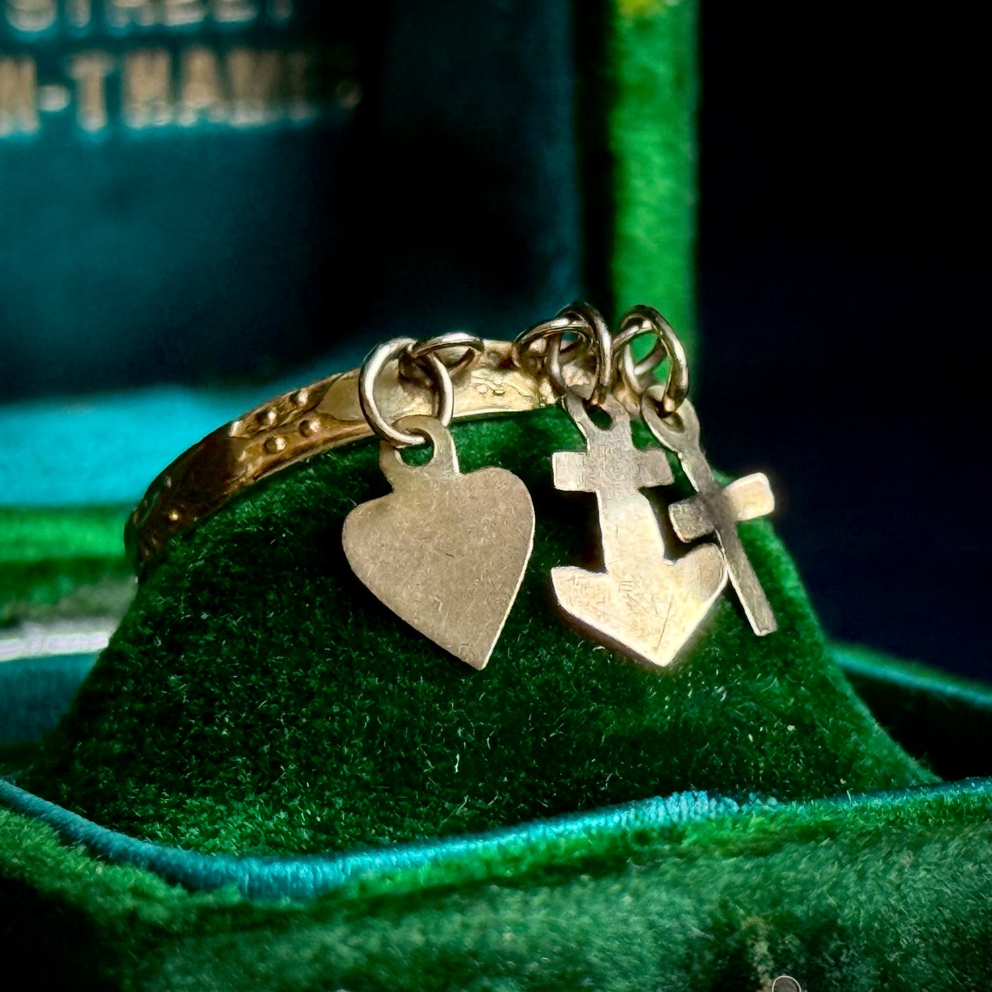 Antique Faith, Hope & Charity Charm Ring in 9 Carat Gold