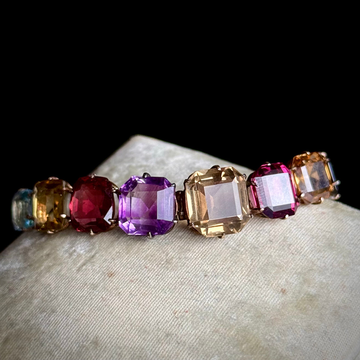 Antique Harlequin Gemstone Bracelet in 9 Carat Gold; Circa 1910