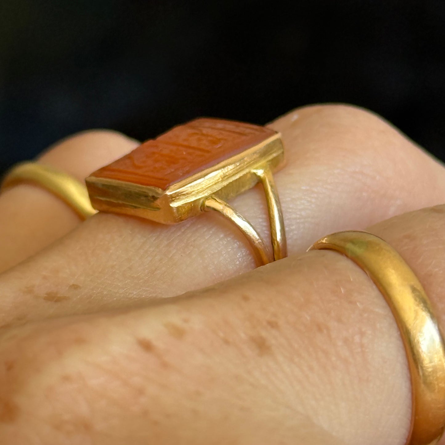 Antique Victorian Carnelian Arabic Intaglio; Circa 1880