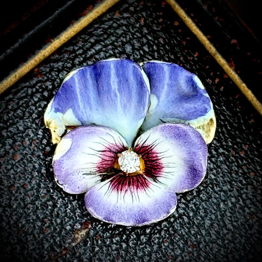 Antique Enamel & Diamond Pansy Pendant