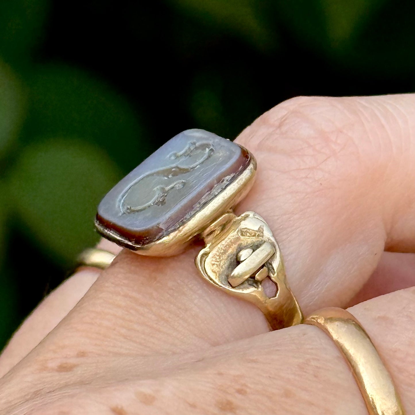 Antique Sardonyx 'S' Signet Ring; Circa 1890