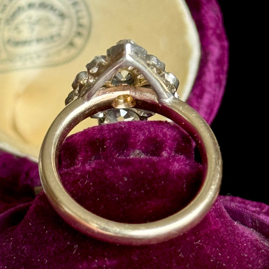 Antique Edwardian Diamond Cluster Ring in 9 Carat Gold; circa 1900