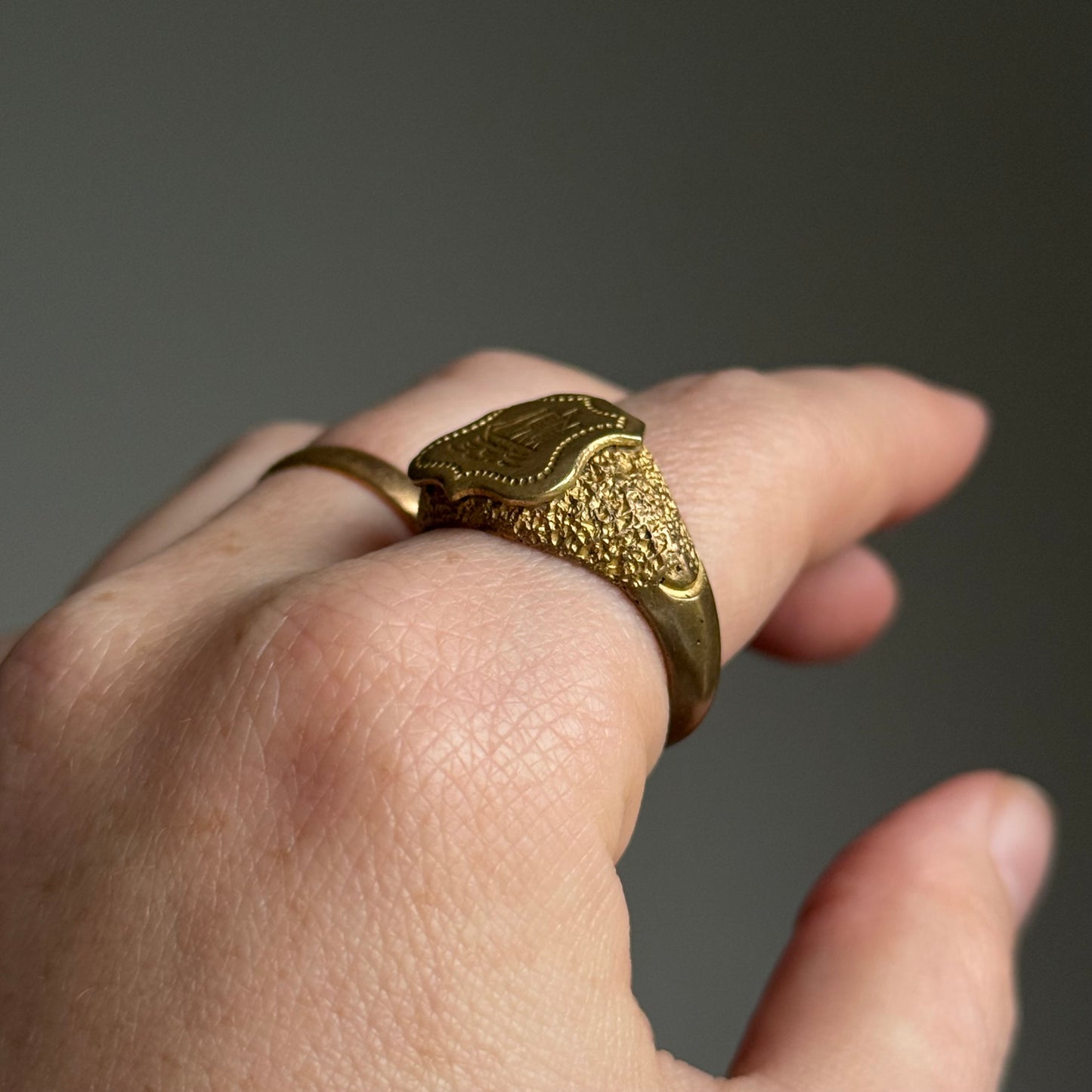 Victorian Heavy Nautical Ship Intaglio Signet ring; Circa 1885