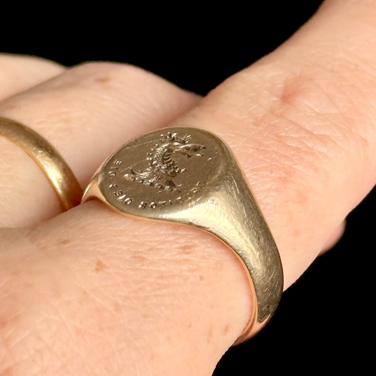 Vintage Dragon Signet Ring 9 Carat gold; Circa 1961