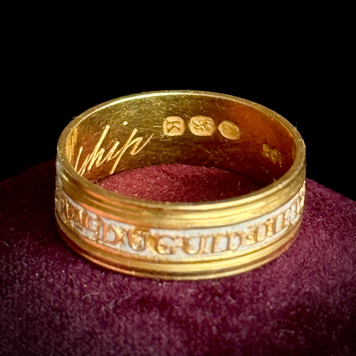 Antique Georgian Mourning Ring 22 Carat Gold; Circa 1805