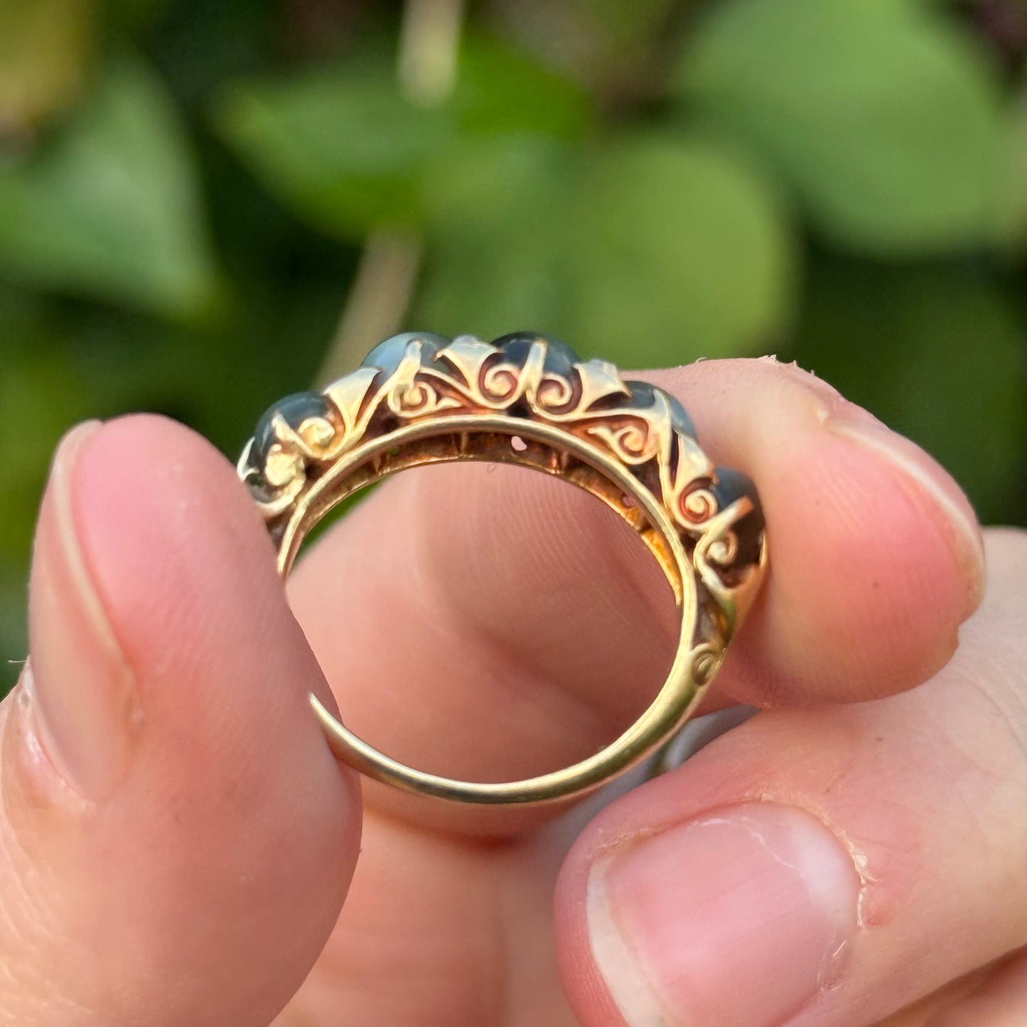Victorian Chrysoberyl & Diamond  Ring in 18 Carat Gold; Circa 1890