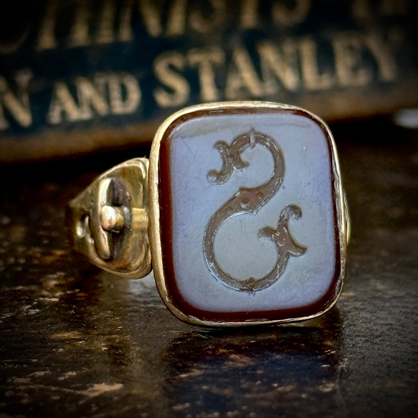 Antique Sardonyx 'S' Signet Ring; Circa 1890