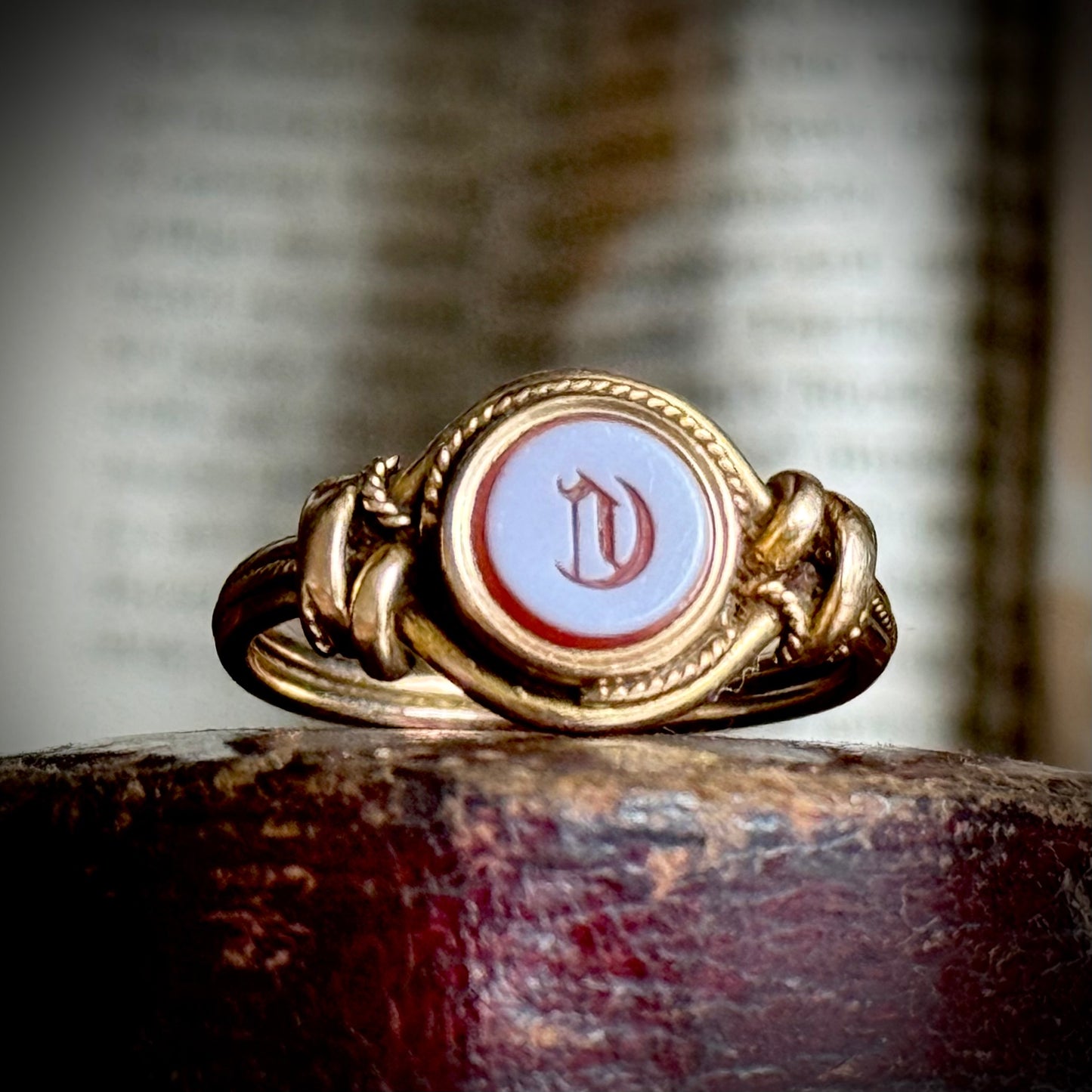 Antique Victorian 'C' Signet Ring in 9 Carat Gold; Circa 1880