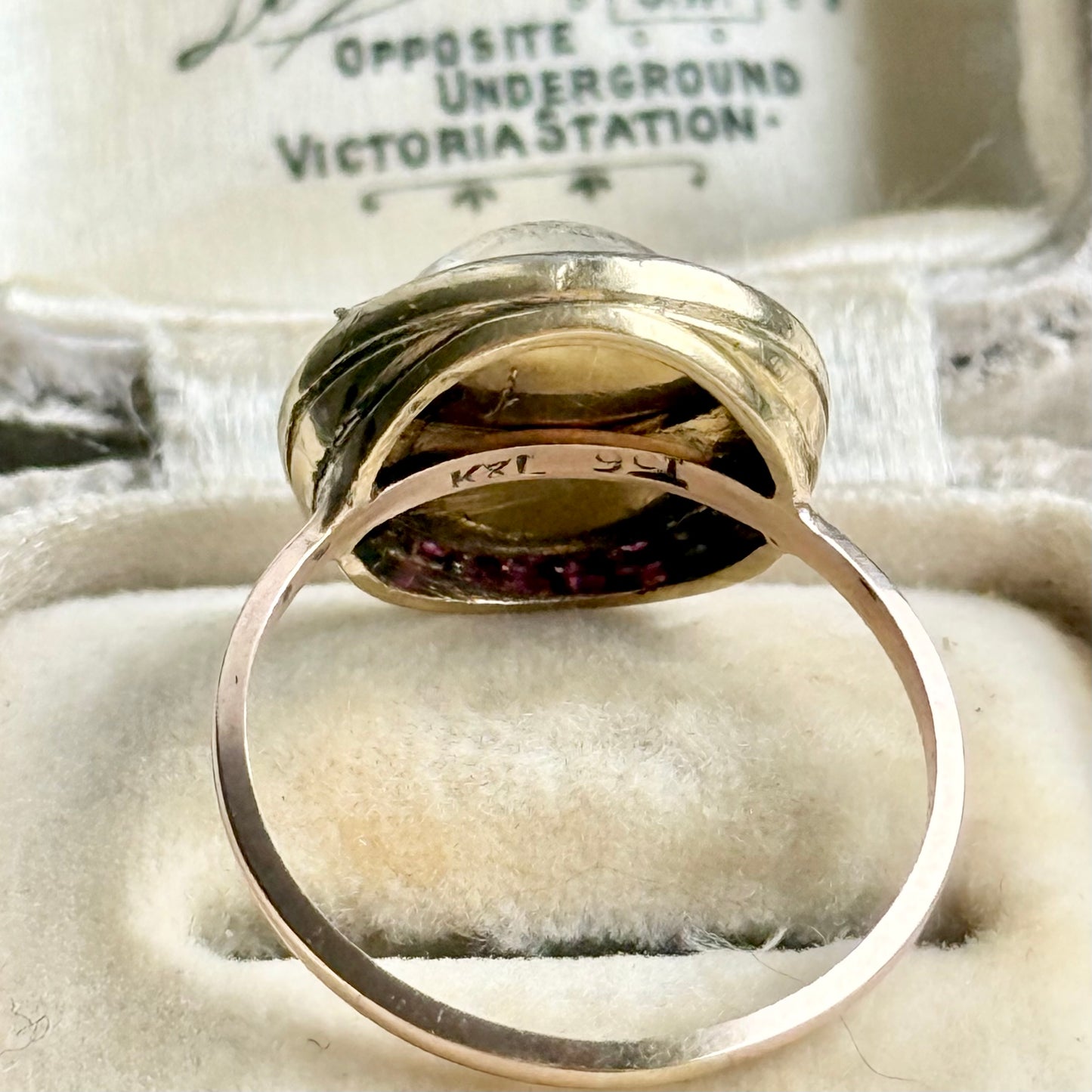 Victorian Essex Crystal, Diamond & Ruby Dog Ring, circa 1880