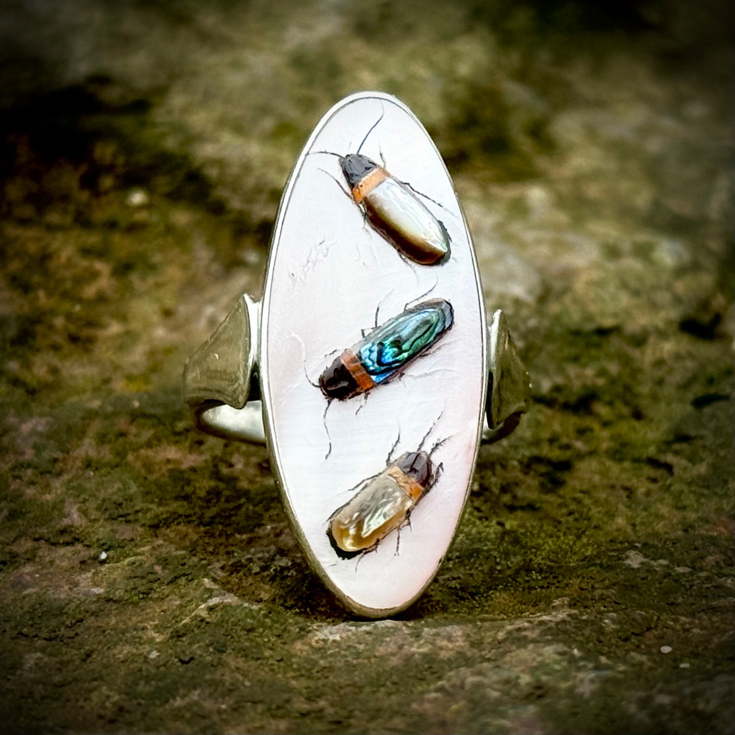 Vintage Shibayama Ring in Sterling Silver