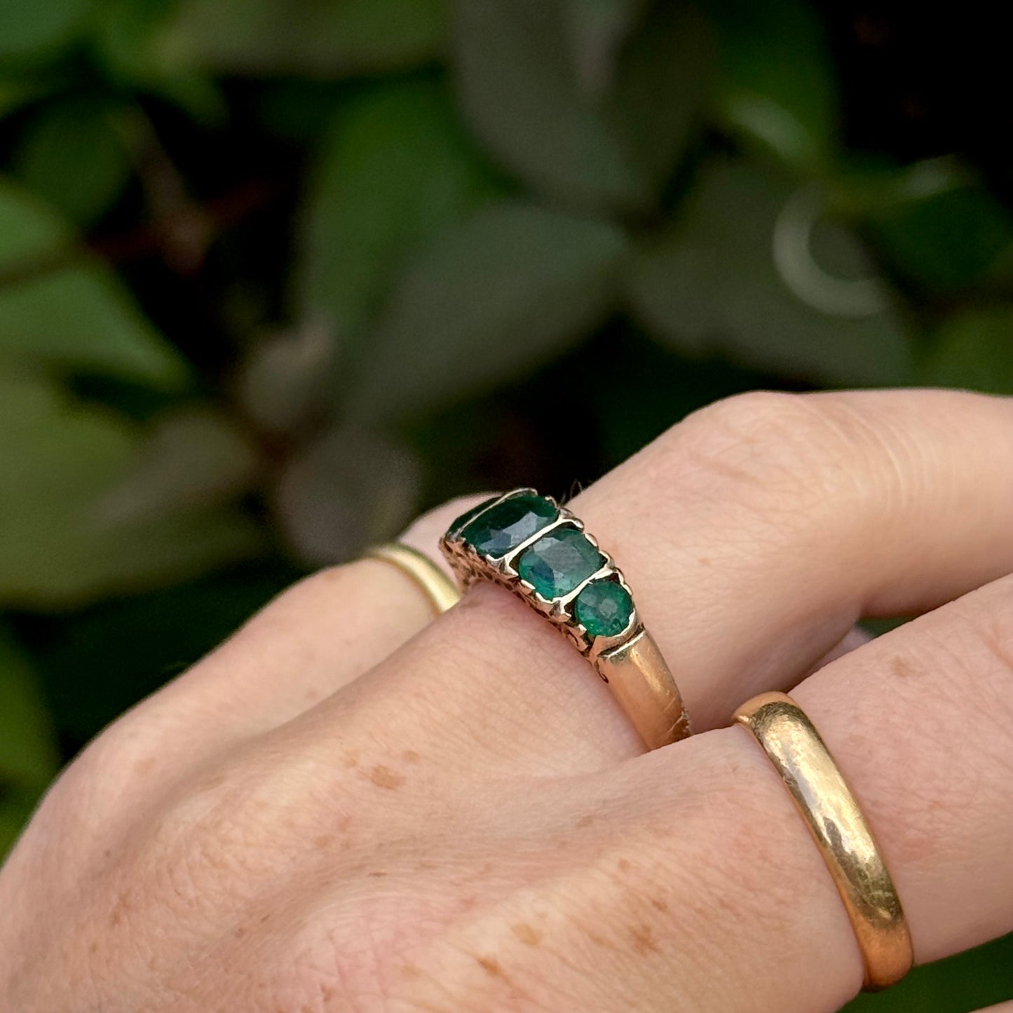 Antique Emerald & Paste Five Stone Ring
