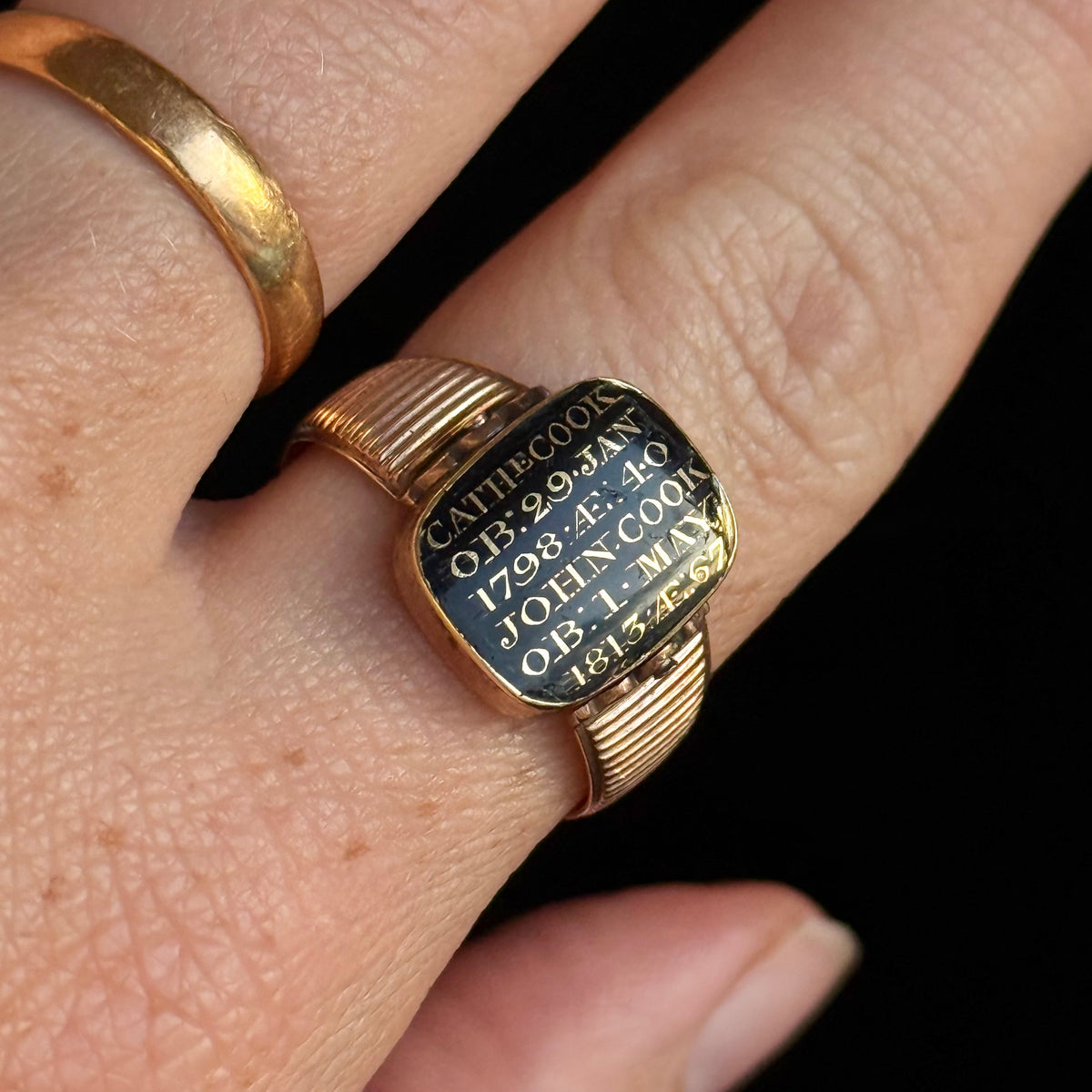 Antique Georgian Mourning Ring 9 Carat Gold; Circa 1813