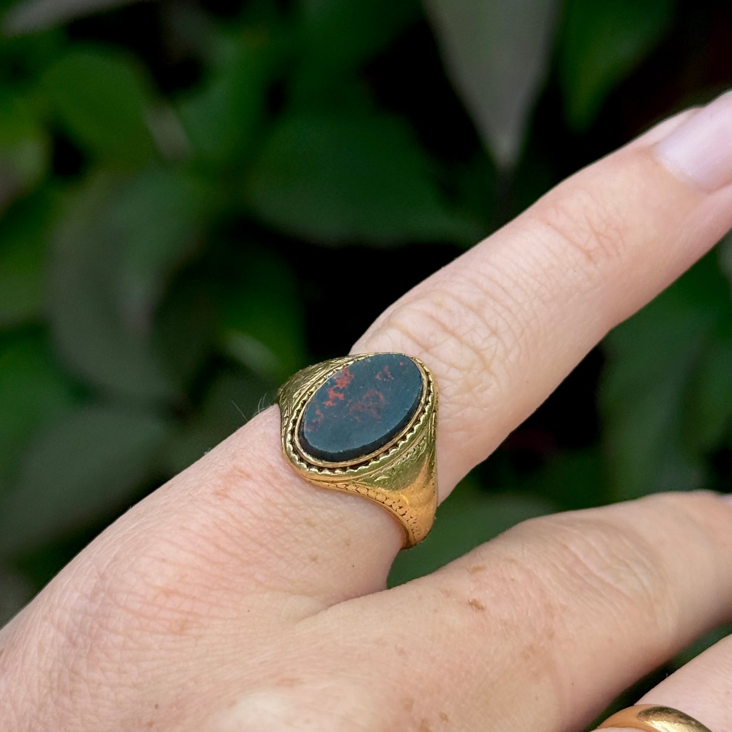 Antique Clogau Gold Bloodstone Signet Ring with Provenance to J. Chatwin
