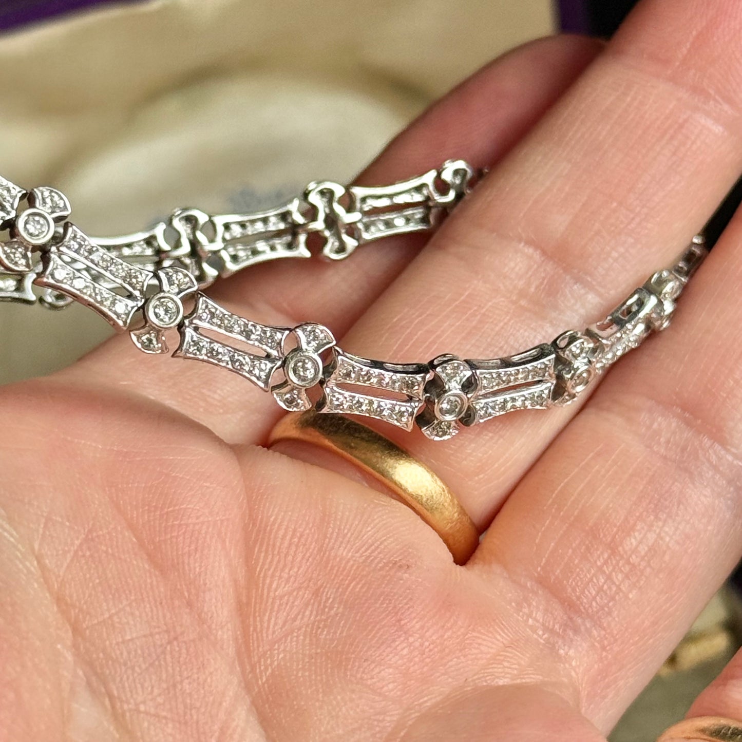 Vintage Diamond Antique Style Bracelet in 14 Carat Gold