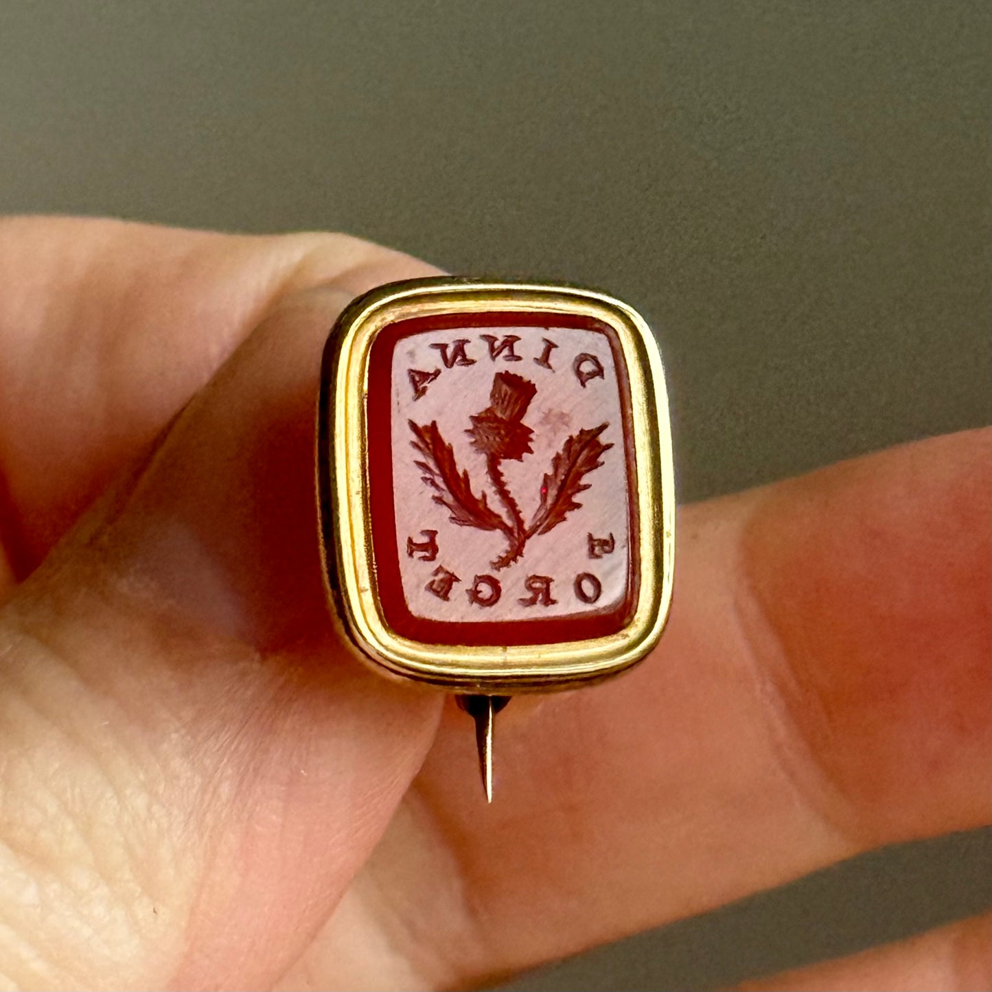 Georgian 'Dinna Forget' Carnelian Intaglio Brooch