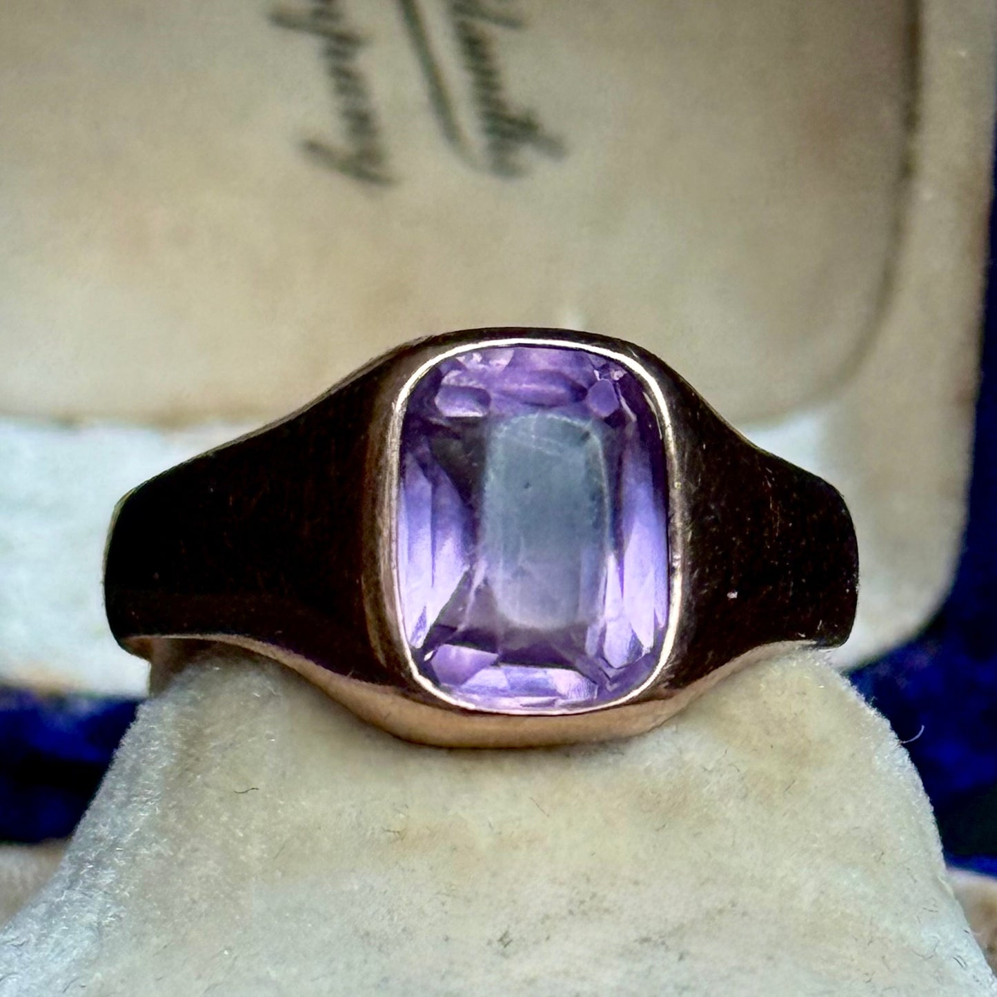 Antique Victorian Amethyst Ring in 8 Carat Gold; Circa 1890