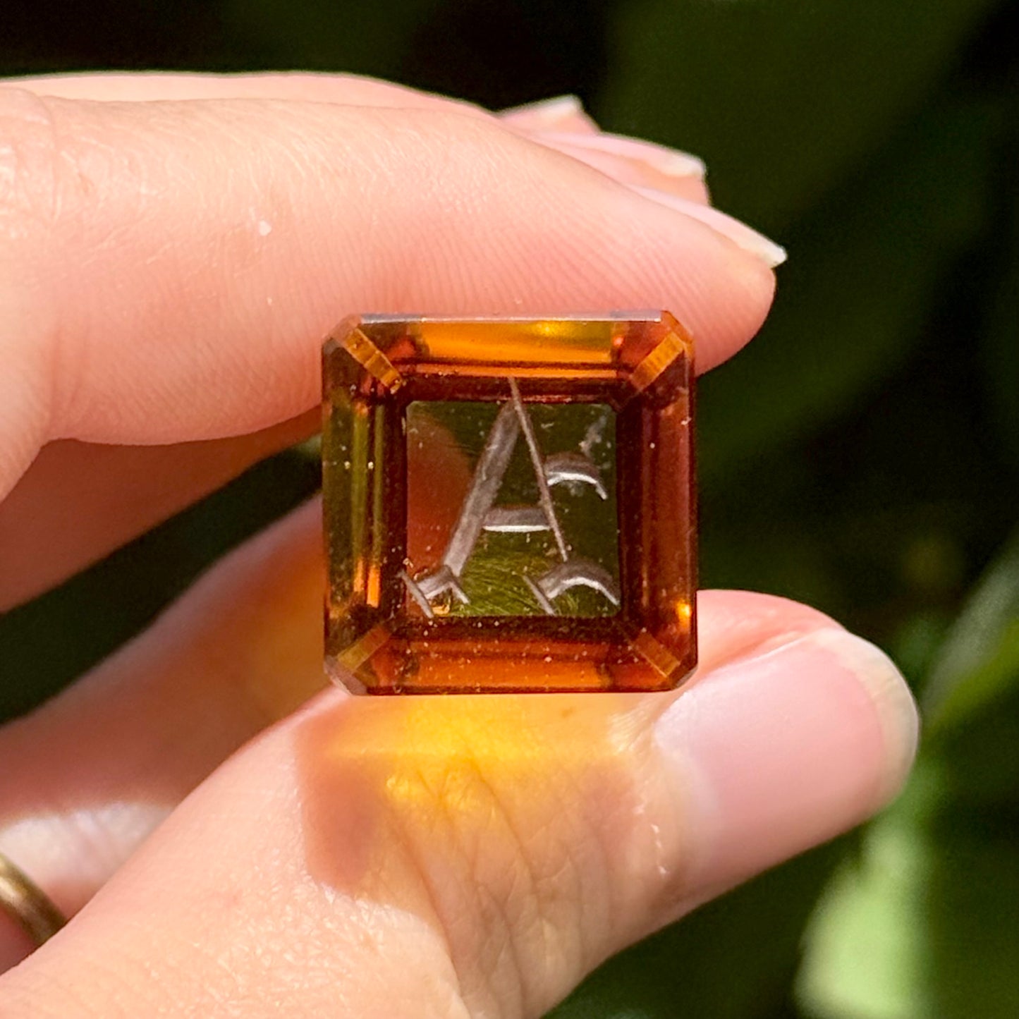 Antique Amber Glass Wax Seal Monogram 'A'