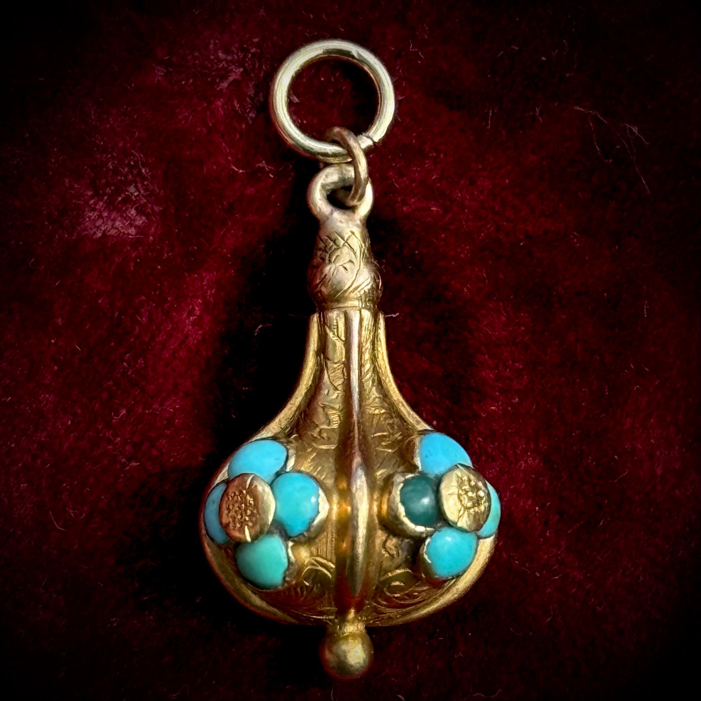 Antique Victorian Forget Me Not Locket Pendant; Circa 1860