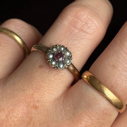 Victorian Ruby Cluster Ring in 9 carat Gold; Circa 1898