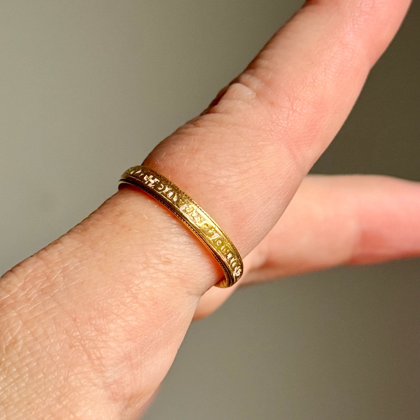 Antique Georgian White Enamel Mourning Ring; Circa 1771