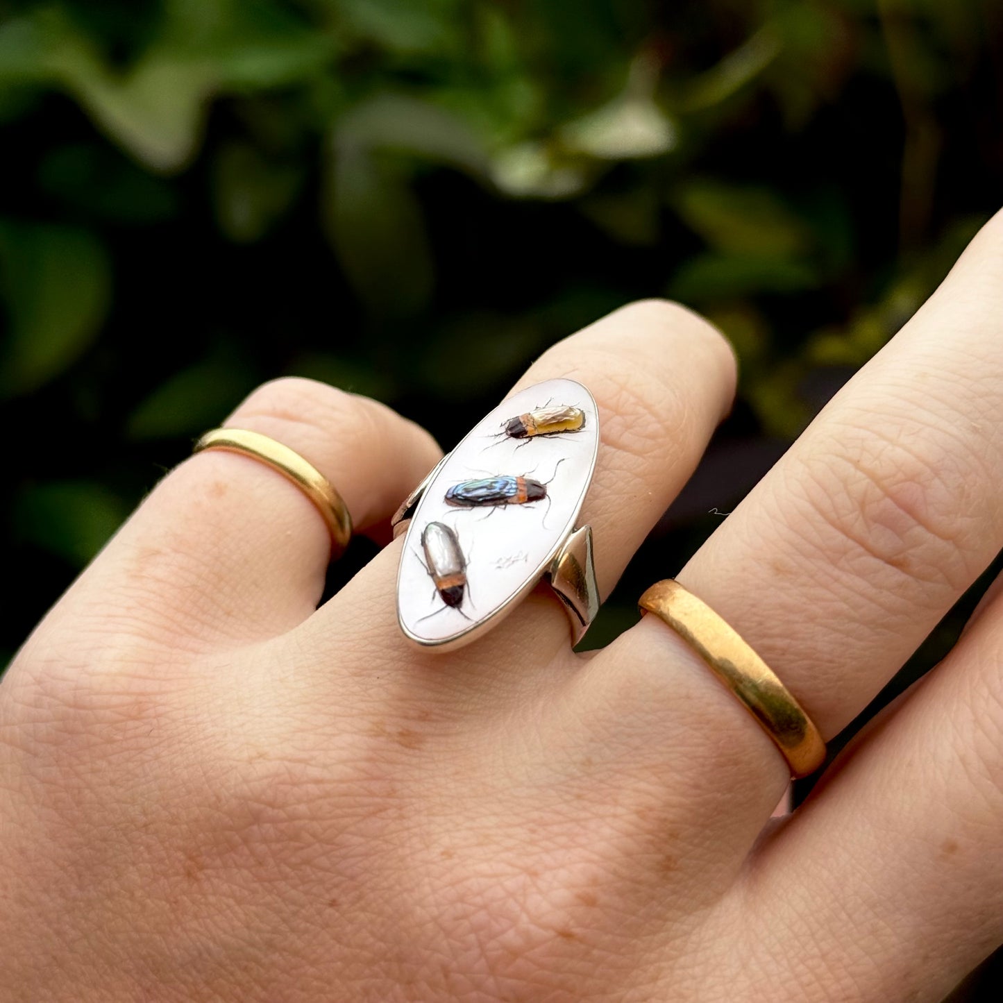 Vintage Shibayama Ring in Sterling Silver