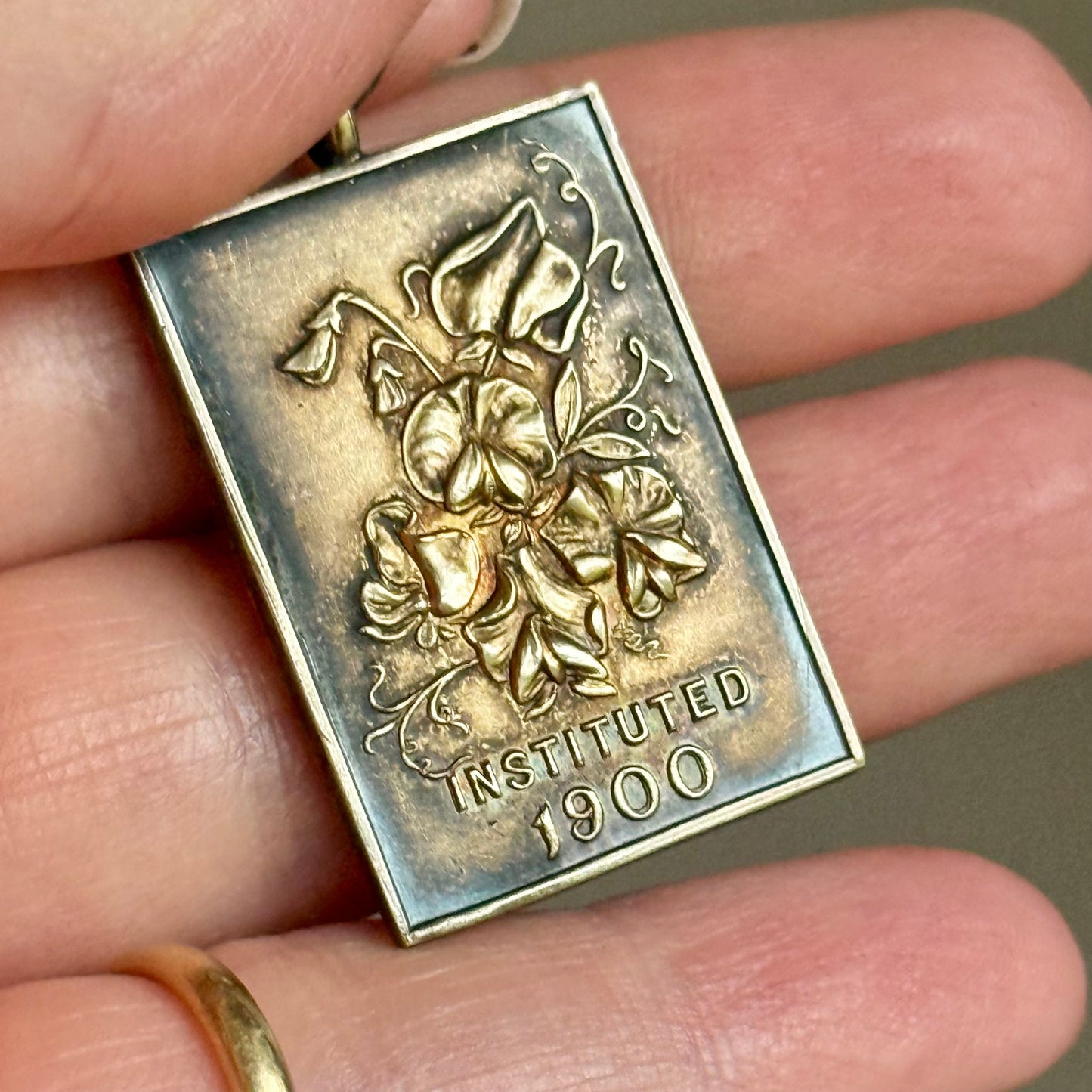 Boxed Vintage 'Sweet Pea Medal' in Silver; Circa 1931