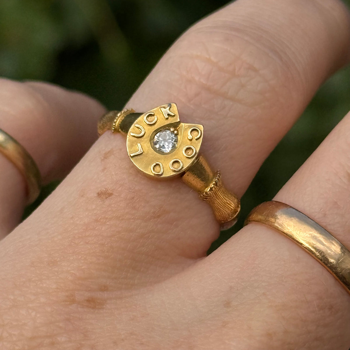 Antique Diamond Lucky Horseshoe Ring in 18 Carat Gold; circa 1884
