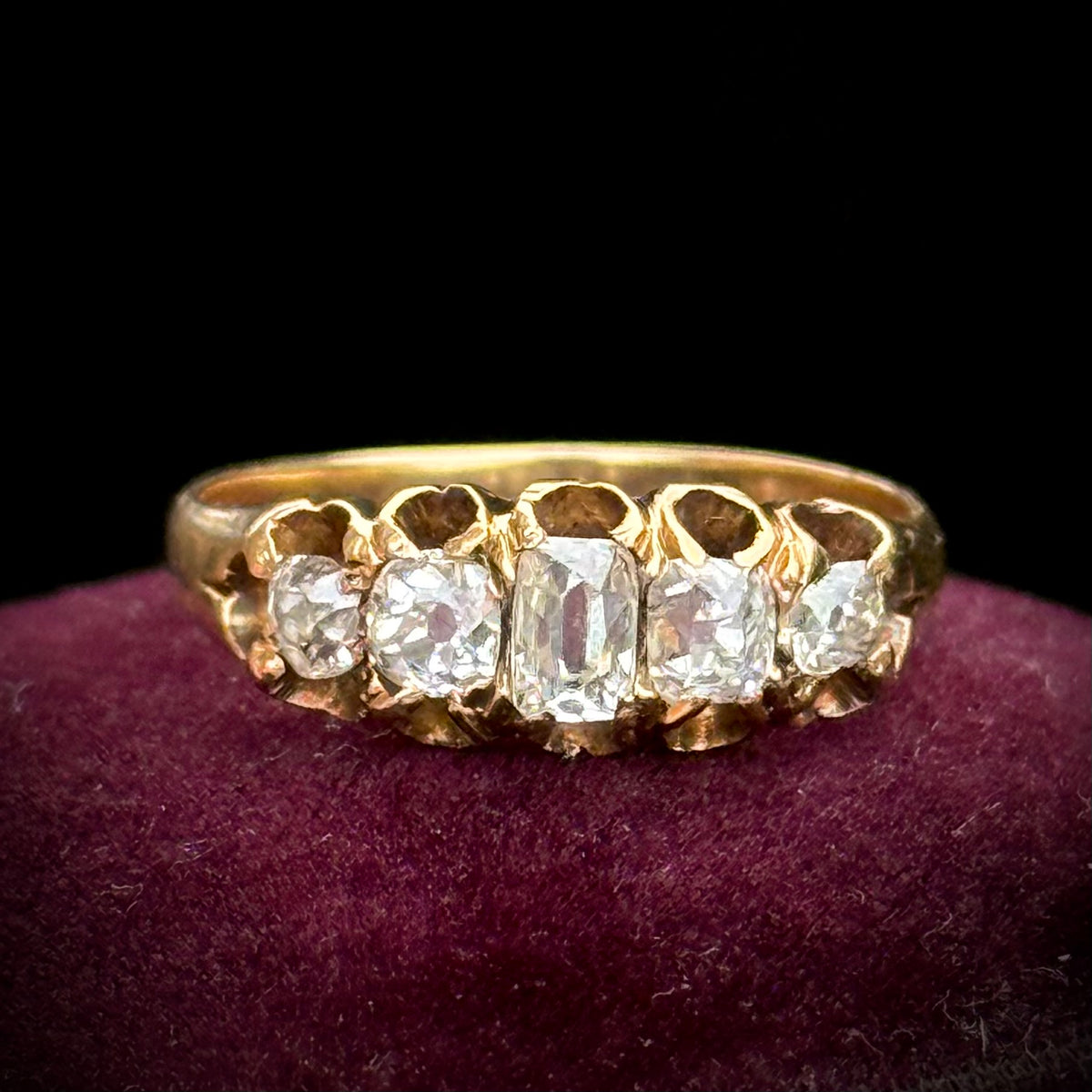 Antique Five Stone Diamond Ring in 18 Carat Gold; Circa 1880