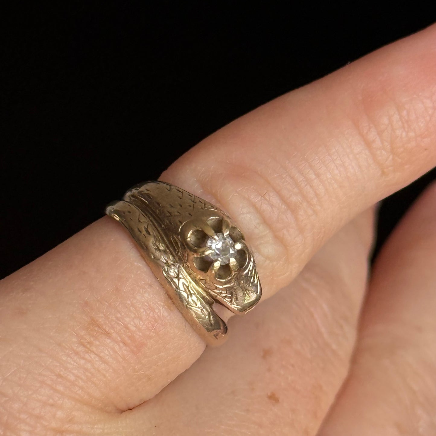 Antique Diamond Set Snake Ring; Circa 1900