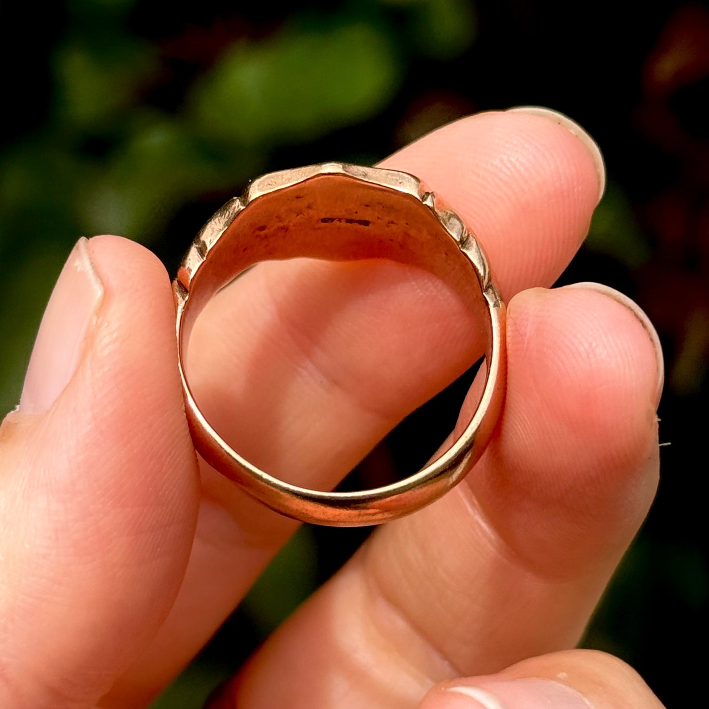 Antique First World War Enamel Signet Ring in 9 Carat Rose Gold; Circa 1914