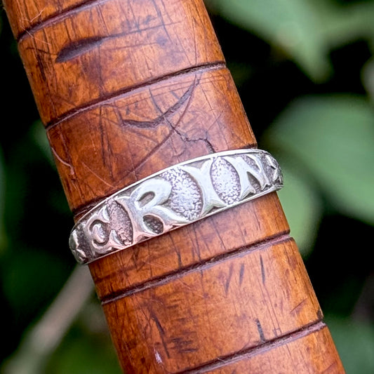 Edwardian ‘ERIN' Ring in Sterling Silver; Circa 1909