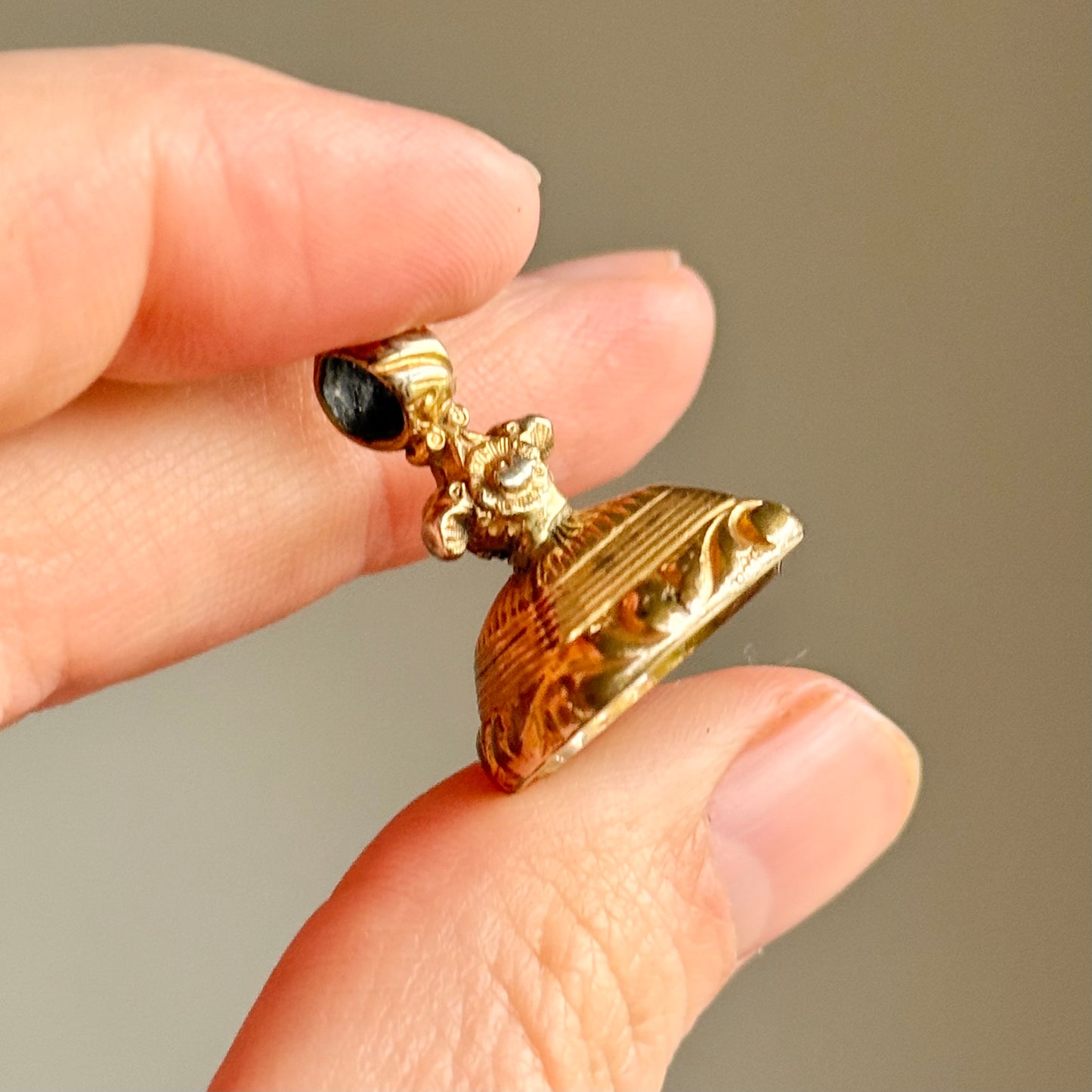 Antique Victorian Initial Intaglio fob Pendant