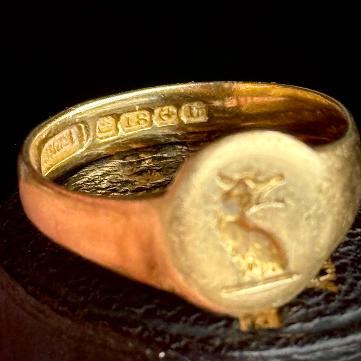 Antique Mythical Intaglio Signet Ring in 18 Carat Gold; Circa 1860