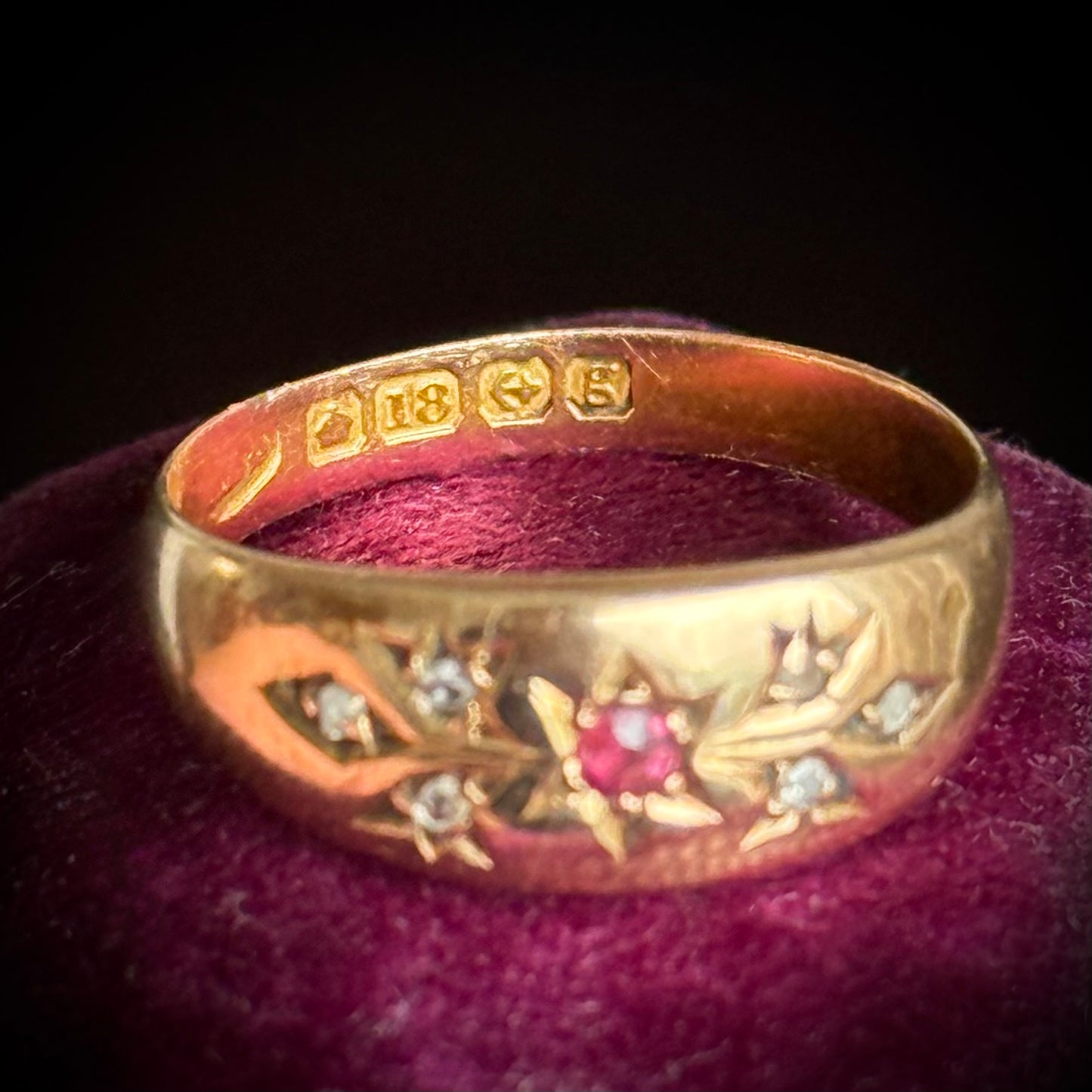 Antique Edwardian Ruby & Diamond Ring; Circa 1906